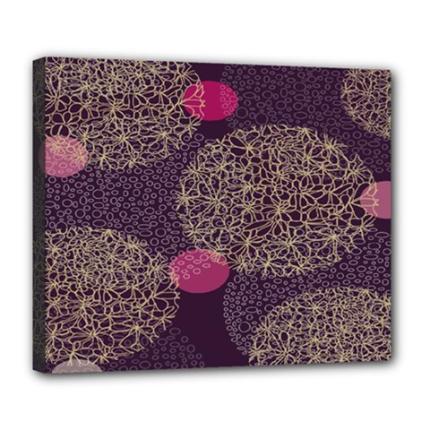 Twig Surface Design Purple Pink Gold Circle Deluxe Canvas 24  X 20   by Alisyart