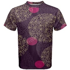 Twig Surface Design Purple Pink Gold Circle Men s Cotton Tee