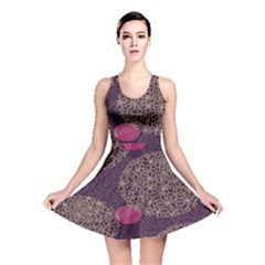 Twig Surface Design Purple Pink Gold Circle Reversible Skater Dress