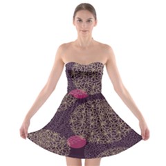 Twig Surface Design Purple Pink Gold Circle Strapless Bra Top Dress