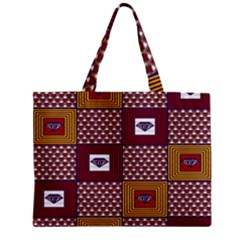 African Fabric Diamon Chevron Yellow Pink Purple Plaid Zipper Mini Tote Bag by Alisyart