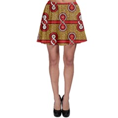 African Fabric Iron Chains Red Purple Pink Skater Skirt