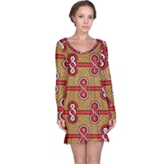 African Fabric Iron Chains Red Purple Pink Long Sleeve Nightdress by Alisyart