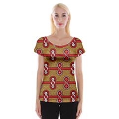 African Fabric Iron Chains Red Purple Pink Women s Cap Sleeve Top