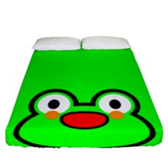 Animals Frog Face Green Fitted Sheet (queen Size)