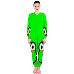 Animals Frog Face Green Onepiece Jumpsuit (ladies) 