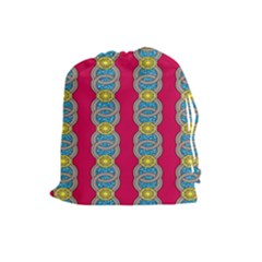 African Fabric Iron Chains Red Yellow Blue Grey Drawstring Pouches (large)  by Alisyart