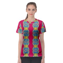 African Fabric Iron Chains Red Yellow Blue Grey Women s Sport Mesh Tee