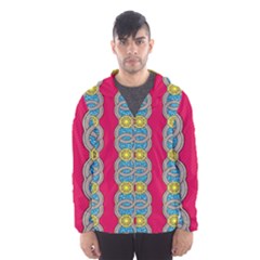 African Fabric Iron Chains Red Yellow Blue Grey Hooded Wind Breaker (men) by Alisyart