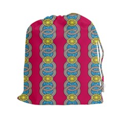 African Fabric Iron Chains Red Yellow Blue Grey Drawstring Pouches (xxl) by Alisyart