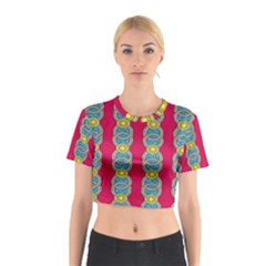 African Fabric Iron Chains Red Yellow Blue Grey Cotton Crop Top