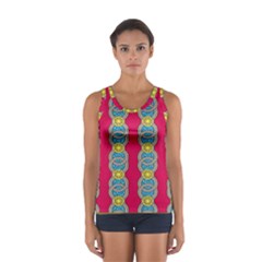 African Fabric Iron Chains Red Yellow Blue Grey Women s Sport Tank Top 