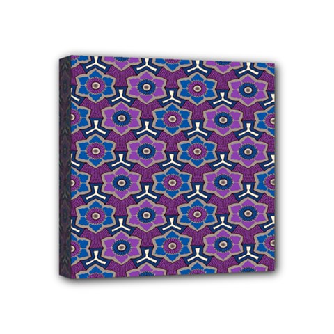 African Fabric Flower Purple Mini Canvas 4  X 4 