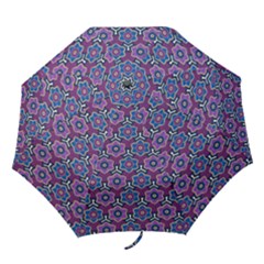 African Fabric Flower Purple Folding Umbrellas