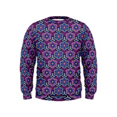 African Fabric Flower Purple Kids  Sweatshirt by Alisyart