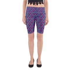 African Fabric Flower Purple Yoga Cropped Leggings by Alisyart