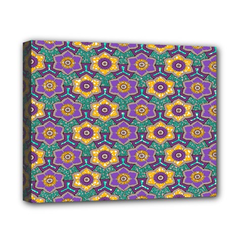 African Fabric Flower Green Purple Canvas 10  X 8 