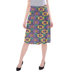 African Fabric Flower Green Purple Midi Beach Skirt