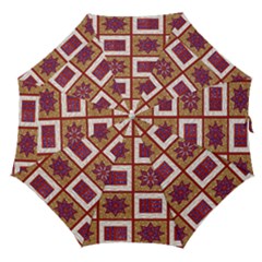 African Fabric Star Plaid Gold Blue Red Straight Umbrellas