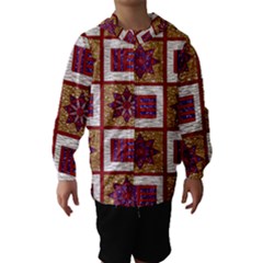 African Fabric Star Plaid Gold Blue Red Hooded Wind Breaker (kids)