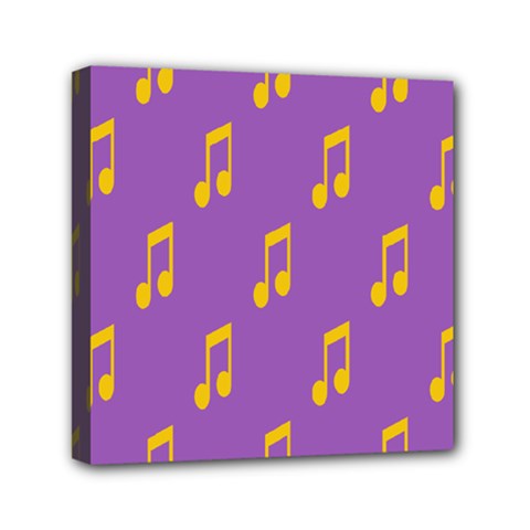 Eighth Note Music Tone Yellow Purple Mini Canvas 6  X 6 