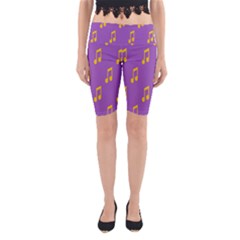 Eighth Note Music Tone Yellow Purple Yoga Cropped Leggings