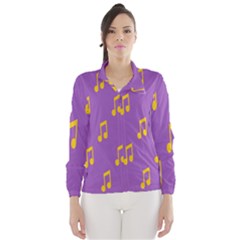 Eighth Note Music Tone Yellow Purple Wind Breaker (women) by Alisyart