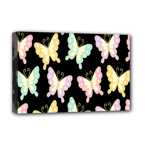 Butterfly Fly Gold Pink Blue Purple Black Deluxe Canvas 18  X 12  