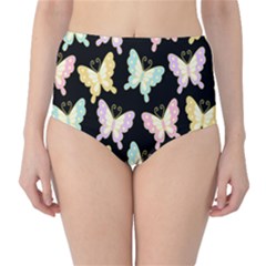 Butterfly Fly Gold Pink Blue Purple Black High-waist Bikini Bottoms by Alisyart