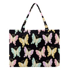 Butterfly Fly Gold Pink Blue Purple Black Medium Tote Bag