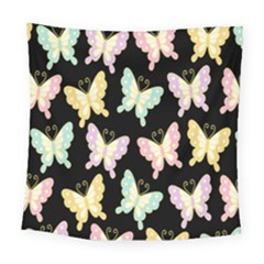 Butterfly Fly Gold Pink Blue Purple Black Square Tapestry (large) by Alisyart