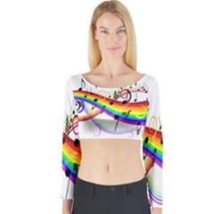 Color Music Notes Long Sleeve Crop Top by Alisyart