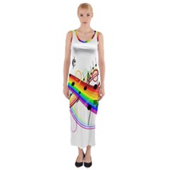 Color Music Notes Fitted Maxi Dress