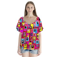 File Digital Disc Red Yellow Rainbow Flutter Sleeve Top by Alisyart