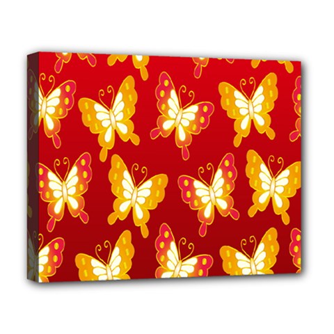 Butterfly Gold Red Yellow Animals Fly Deluxe Canvas 20  X 16  