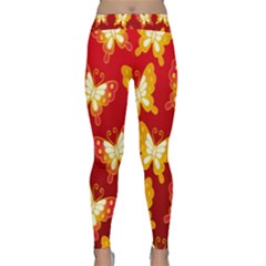 Butterfly Gold Red Yellow Animals Fly Classic Yoga Leggings by Alisyart