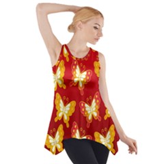 Butterfly Gold Red Yellow Animals Fly Side Drop Tank Tunic