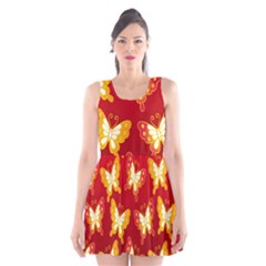 Butterfly Gold Red Yellow Animals Fly Scoop Neck Skater Dress