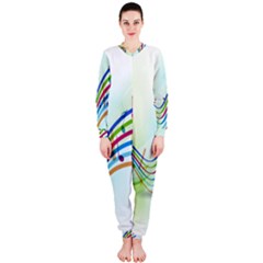 Color Musical Note Waves Onepiece Jumpsuit (ladies) 