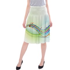 Color Musical Note Waves Midi Beach Skirt