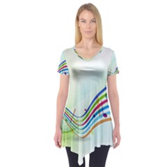 Color Musical Note Waves Short Sleeve Tunic  by Alisyart