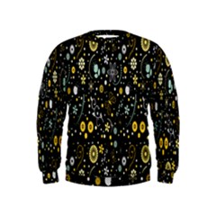 Floral And Butterfly Black Spring Kids  Sweatshirt