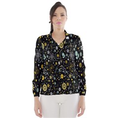 Floral And Butterfly Black Spring Wind Breaker (women)