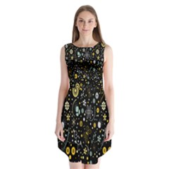 Floral And Butterfly Black Spring Sleeveless Chiffon Dress  