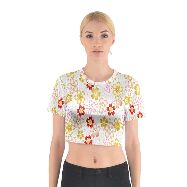 Flower Arrangements Season Rose Gold Cotton Crop Top