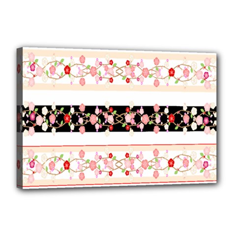 Flower Arrangements Season Floral Rose Pink Black Canvas 18  X 12 