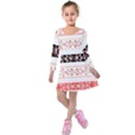 Flower Arrangements Season Floral Rose Pink Black Kids  Long Sleeve Velvet Dress View1