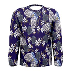 Butterfly Iron Chains Blue Purple Animals White Fly Floral Flower Men s Long Sleeve Tee