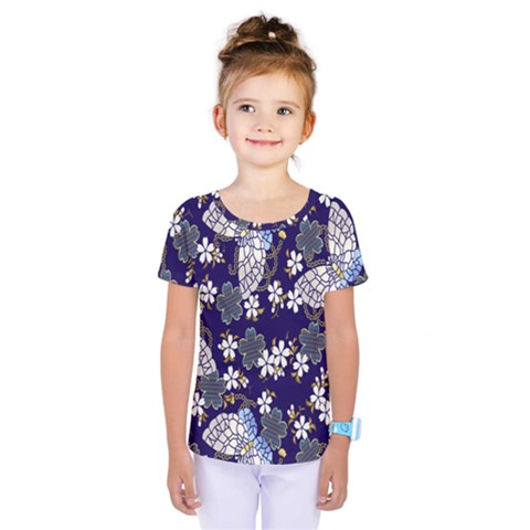 Butterfly Iron Chains Blue Purple Animals White Fly Floral Flower Kids  One Piece Tee by Alisyart