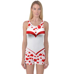 Love Red Hearth One Piece Boyleg Swimsuit